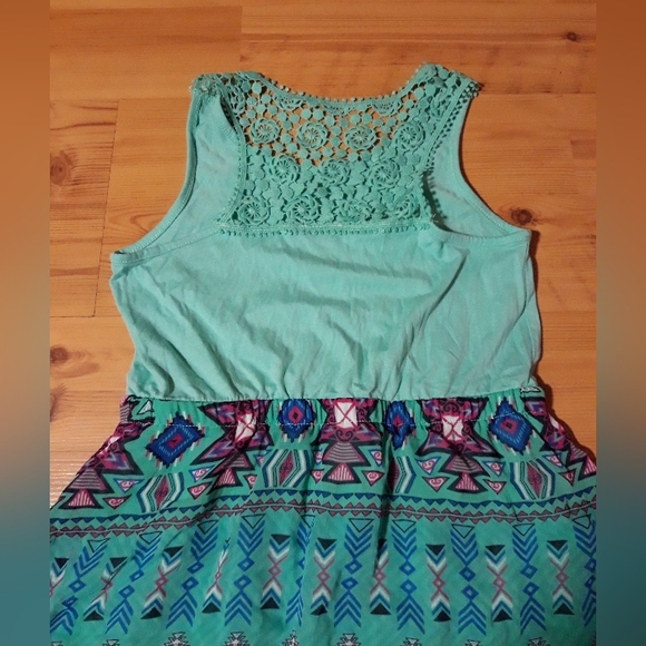 Teal tribal halter flowly dress - Picture 6 of 9